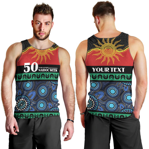 Personalised Australian Aboriginal Torres Strait Islanders Men Tank Top Together We Rise Together We Stay Deadly