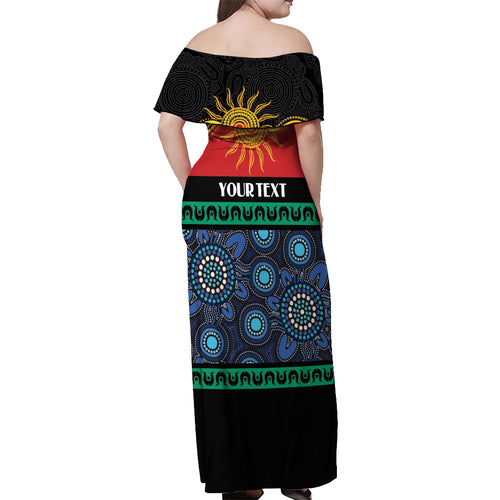 Personalised Australian Aboriginal Torres Strait Islanders Off Shoulder Maxi Dress Together We Rise Together We Stay Deadly