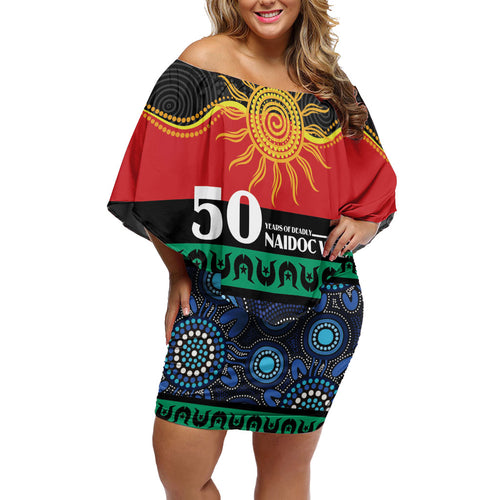 Personalised Australian Aboriginal Torres Strait Islanders Off Shoulder Short Dress Together We Rise Together We Stay Deadly