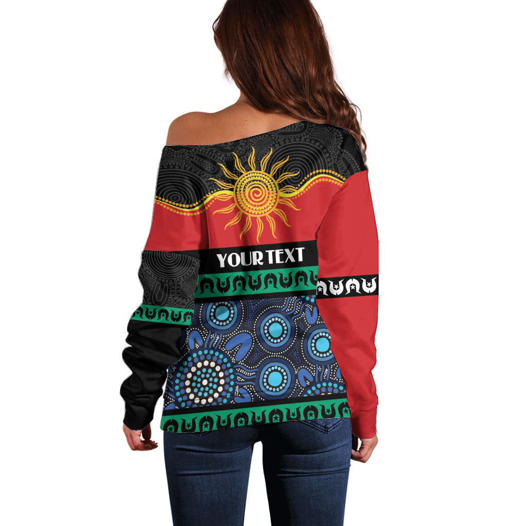 Personalised Australian Aboriginal Torres Strait Islanders Off Shoulder Sweater Together We Rise Together We Stay Deadly