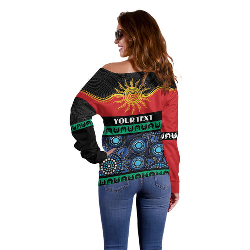 Personalised Australian Aboriginal Torres Strait Islanders Off Shoulder Sweater Together We Rise Together We Stay Deadly