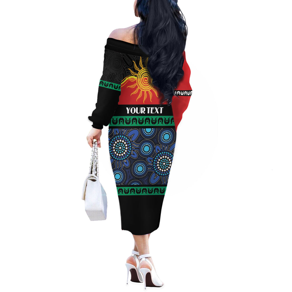 Personalised Australian Aboriginal Torres Strait Islanders Off The Shoulder Long Sleeve Dress Together We Rise Together We Stay Deadly