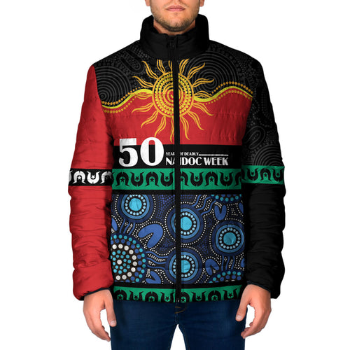 Personalised Australian Aboriginal Torres Strait Islanders Padded Jacket Together We Rise Together We Stay Deadly