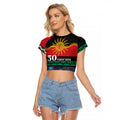 Personalised Australian Aboriginal Torres Strait Islanders Raglan Cropped T Shirt Together We Rise Together We Stay Deadly