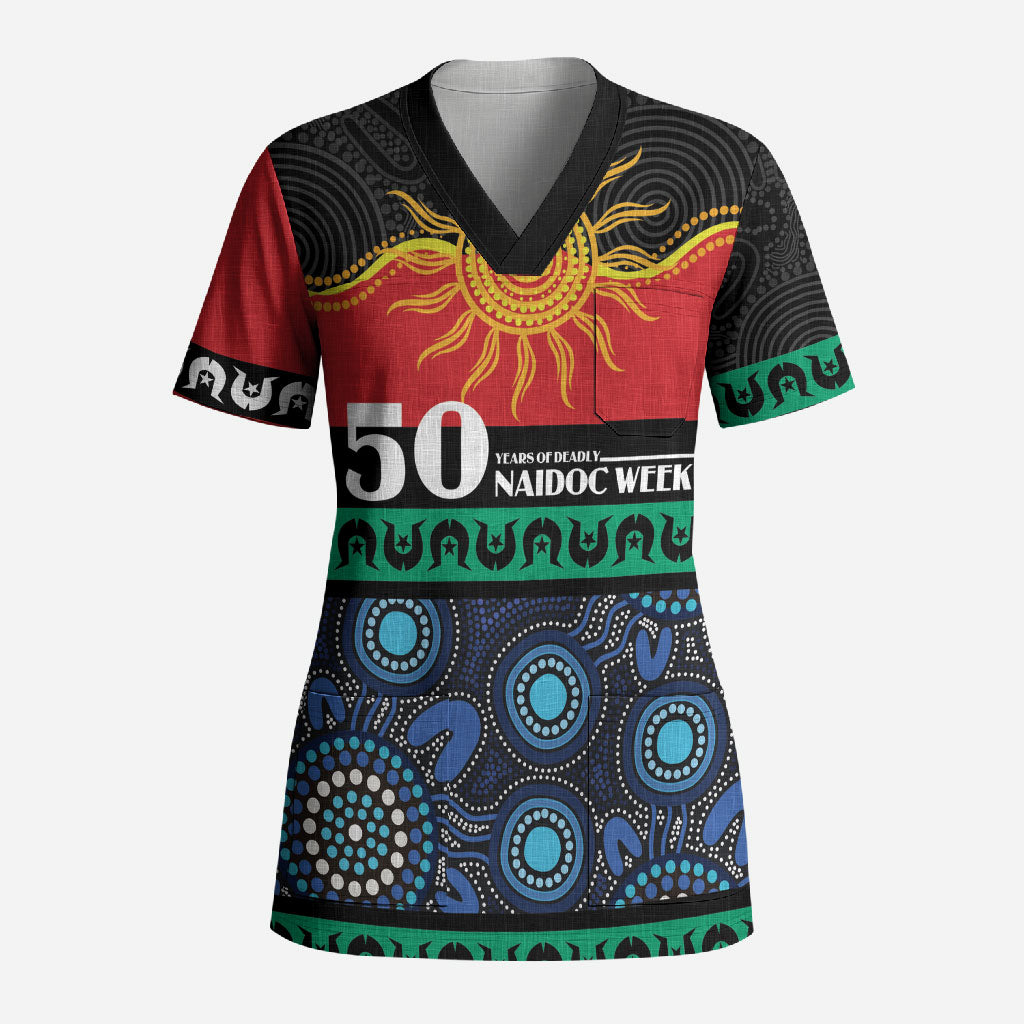 Personalised Australian Aboriginal Torres Strait Islanders Scrub Top Together We Rise Together We Stay Deadly