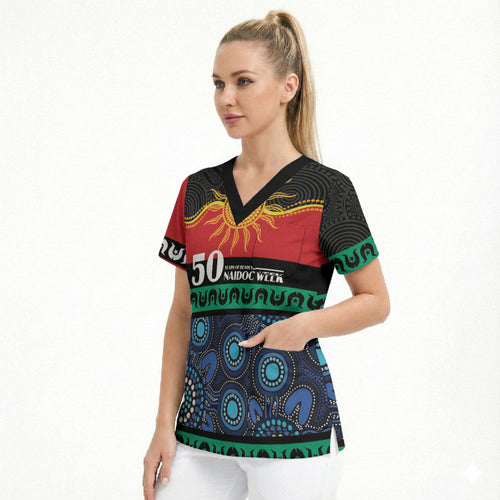 Personalised Australian Aboriginal Torres Strait Islanders Scrub Top Together We Rise Together We Stay Deadly