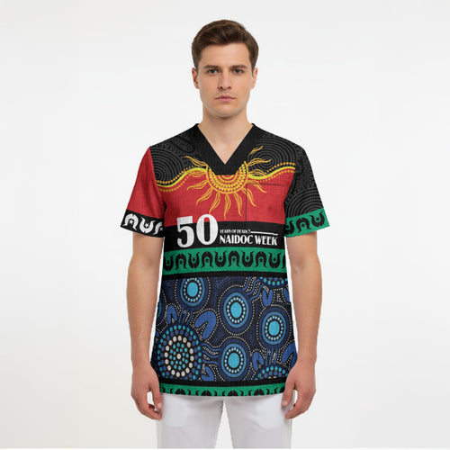 Personalised Australian Aboriginal Torres Strait Islanders Scrub Top Together We Rise Together We Stay Deadly