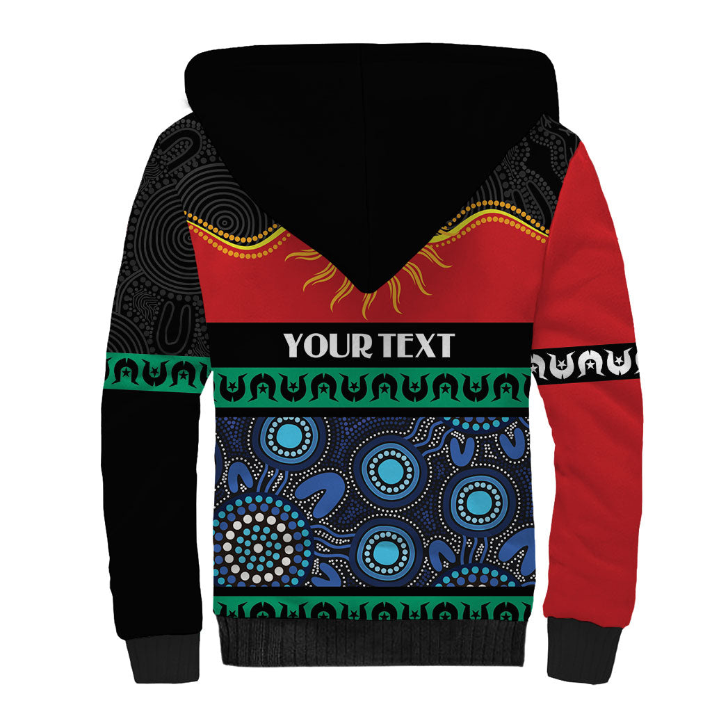 Personalised Australian Aboriginal Torres Strait Islanders Sherpa Hoodie Together We Rise Together We Stay Deadly