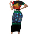 Personalised Australian Aboriginal Torres Strait Islanders Short Sleeve Bodycon Dress Together We Rise Together We Stay Deadly