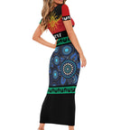 Personalised Australian Aboriginal Torres Strait Islanders Short Sleeve Bodycon Dress Together We Rise Together We Stay Deadly