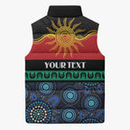 Personalised Australian Aboriginal Torres Strait Islanders Sleeveless Puffer Jacket Together We Rise Together We Stay Deadly
