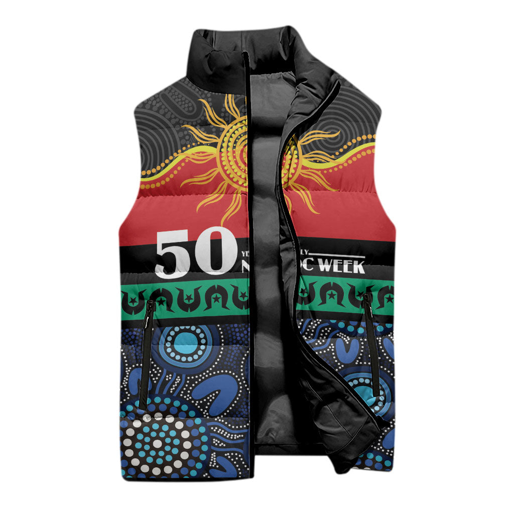 Personalised Australian Aboriginal Torres Strait Islanders Sleeveless Puffer Jacket Together We Rise Together We Stay Deadly