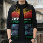 Personalised Australian Aboriginal Torres Strait Islanders Sleeveless Puffer Jacket Together We Rise Together We Stay Deadly