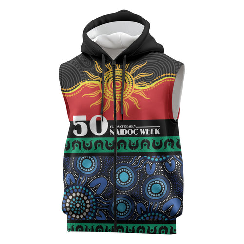 Personalised Australian Aboriginal Torres Strait Islanders Sleeveless Zip Hoodie Together We Rise Together We Stay Deadly