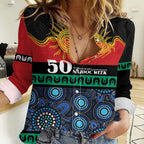 Personalised Australian Aboriginal Torres Strait Islanders Women Casual Shirt Together We Rise Together We Stay Deadly