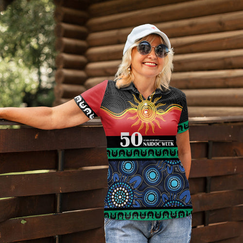 Personalised Australian Aboriginal Torres Strait Islanders Women Polo Shirt Together We Rise Together We Stay Deadly