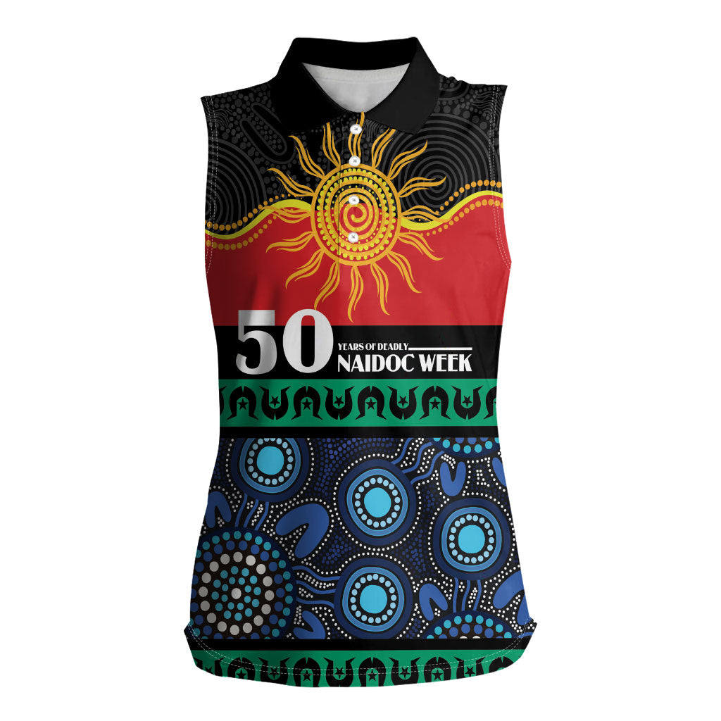 Personalised Australian Aboriginal Torres Strait Islanders Women Sleeveless Polo Shirt Together We Rise Together We Stay Deadly