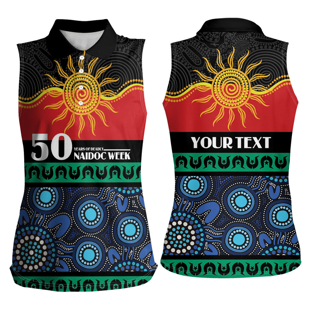Personalised Australian Aboriginal Torres Strait Islanders Women Sleeveless Polo Shirt Together We Rise Together We Stay Deadly