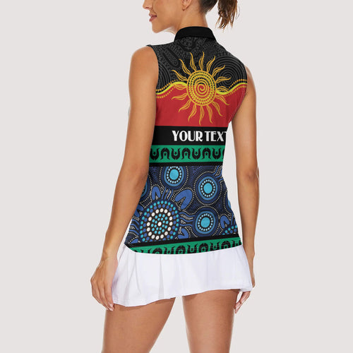 Personalised Australian Aboriginal Torres Strait Islanders Women Sleeveless Polo Shirt Together We Rise Together We Stay Deadly