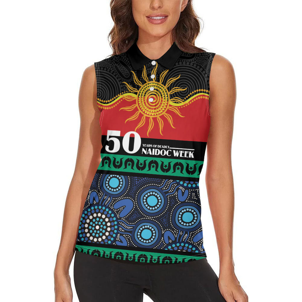 Personalised Australian Aboriginal Torres Strait Islanders Women Sleeveless Polo Shirt Together We Rise Together We Stay Deadly
