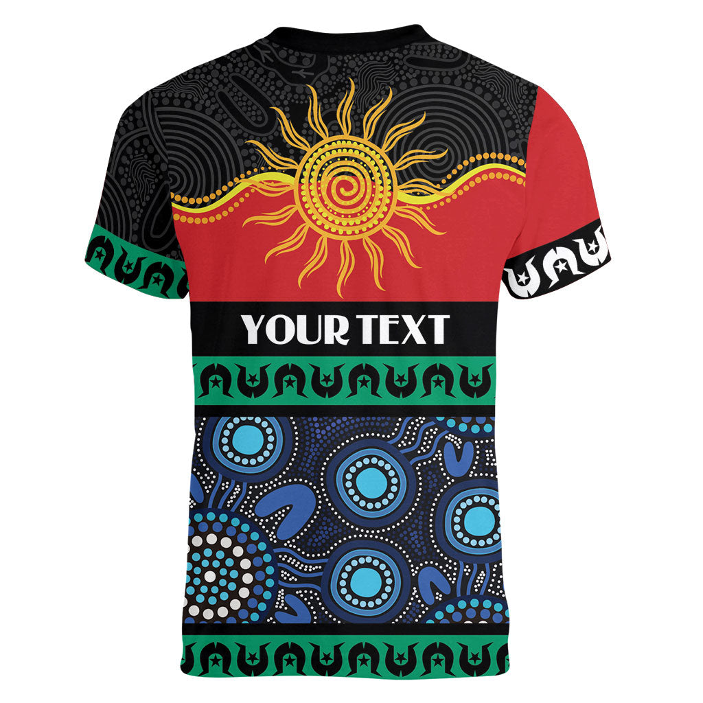 Personalised Australian Aboriginal Torres Strait Islanders Women V-Neck T-Shirt Together We Rise Together We Stay Deadly