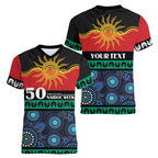 Personalised Australian Aboriginal Torres Strait Islanders Women V-Neck T-Shirt Together We Rise Together We Stay Deadly
