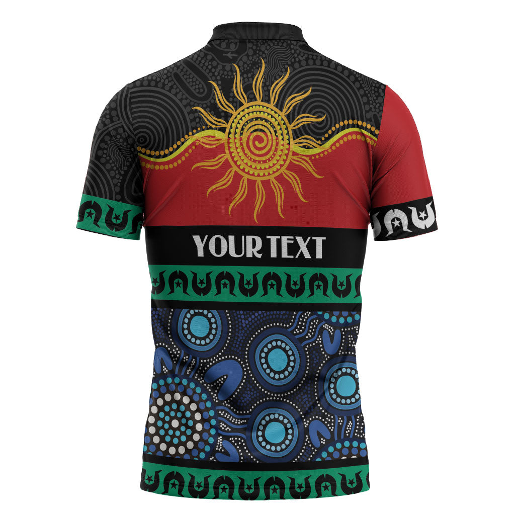 Personalised Australian Aboriginal Torres Strait Islanders Zipper Polo Shirt Together We Rise Together We Stay Deadly