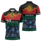 Personalised Australian Aboriginal Torres Strait Islanders Zipper Polo Shirt Together We Rise Together We Stay Deadly