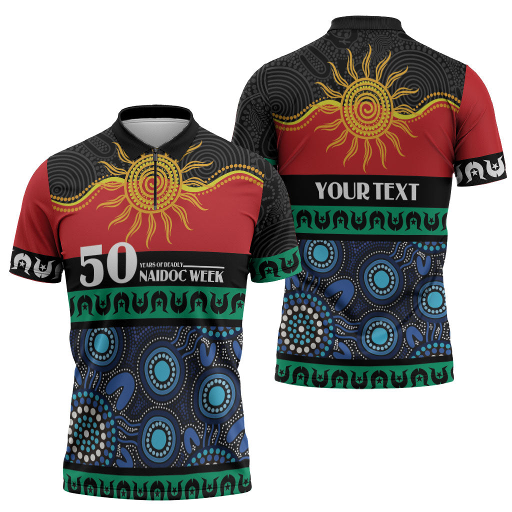 Personalised Australian Aboriginal Torres Strait Islanders Zipper Polo Shirt Together We Rise Together We Stay Deadly