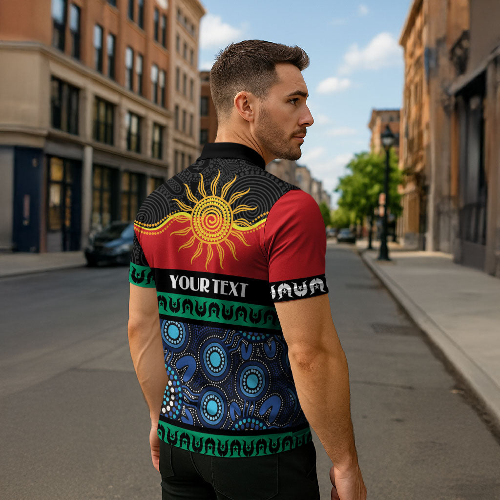 Personalised Australian Aboriginal Torres Strait Islanders Zipper Polo Shirt Together We Rise Together We Stay Deadly