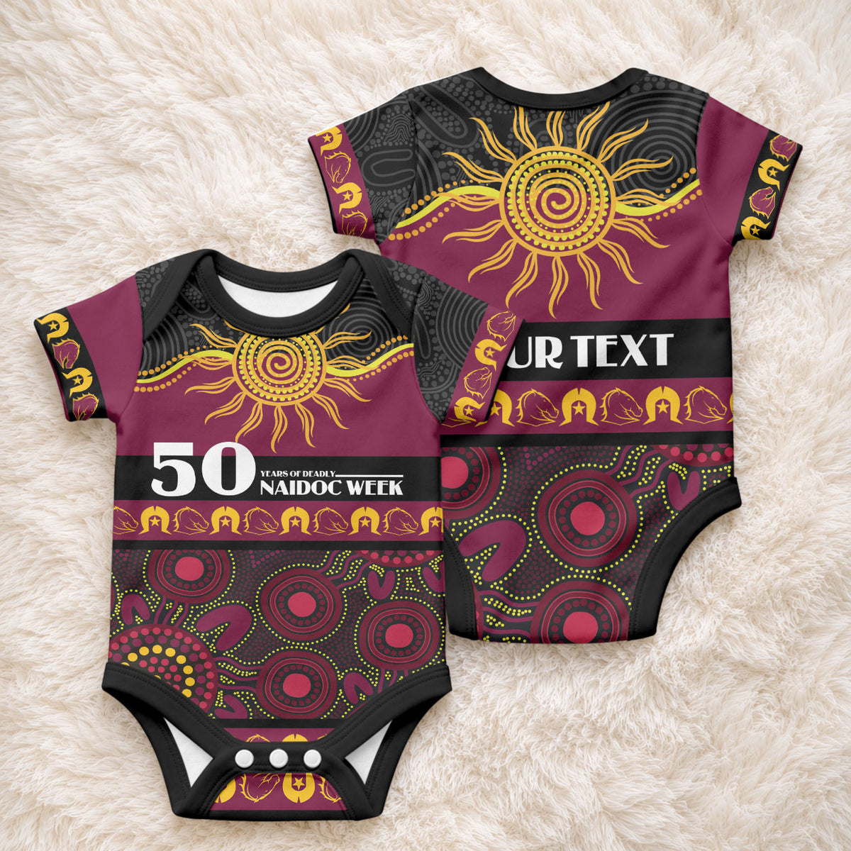 Broncos NAIDOC Week Personalised Baby Onesie Aboriginal Torres Strait Islanders Vibe