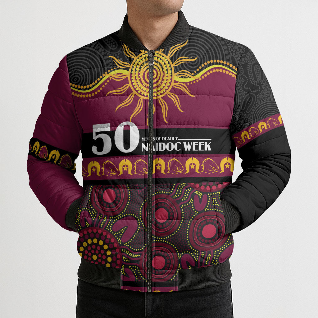 Broncos NAIDOC Week Personalised Bomber Puffer Jacket Aboriginal Torres Strait Islanders Vibe