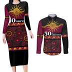 Broncos NAIDOC Week Personalised Couples Matching Long Sleeve Bodycon Dress and Long Sleeve Button Shirt Aboriginal Torres Strait Islanders Vibe