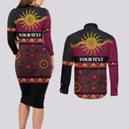 Broncos NAIDOC Week Personalised Couples Matching Long Sleeve Bodycon Dress and Long Sleeve Button Shirt Aboriginal Torres Strait Islanders Vibe