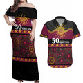 Broncos NAIDOC Week Personalised Couples Matching Off Shoulder Maxi Dress and Hawaiian Shirt Aboriginal Torres Strait Islanders Vibe