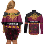 Broncos NAIDOC Week Personalised Couples Matching Off Shoulder Short Dress and Long Sleeve Button Shirt Aboriginal Torres Strait Islanders Vibe