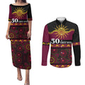 Broncos NAIDOC Week Personalised Couples Matching Puletasi and Long Sleeve Button Shirt Aboriginal Torres Strait Islanders Vibe
