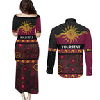 Broncos NAIDOC Week Personalised Couples Matching Puletasi and Long Sleeve Button Shirt Aboriginal Torres Strait Islanders Vibe