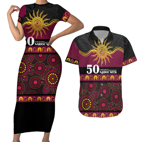 Broncos NAIDOC Week Personalised Couples Matching Short Sleeve Bodycon Dress and Hawaiian Shirt Aboriginal Torres Strait Islanders Vibe