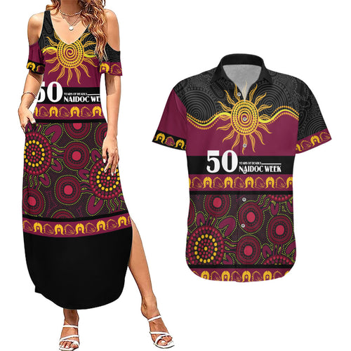 Broncos NAIDOC Week Personalised Couples Matching Summer Maxi Dress and Hawaiian Shirt Aboriginal Torres Strait Islanders Vibe