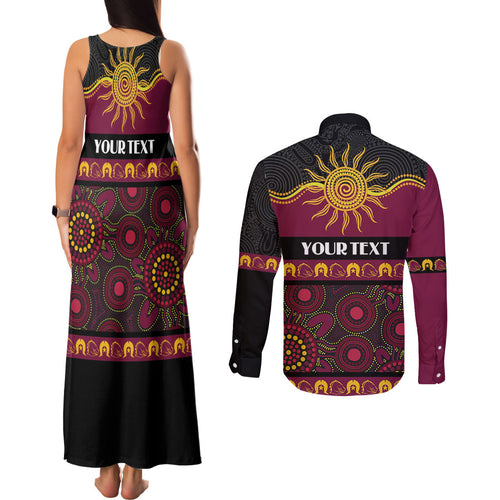 Broncos NAIDOC Week Personalised Couples Matching Tank Maxi Dress and Long Sleeve Button Shirt Aboriginal Torres Strait Islanders Vibe