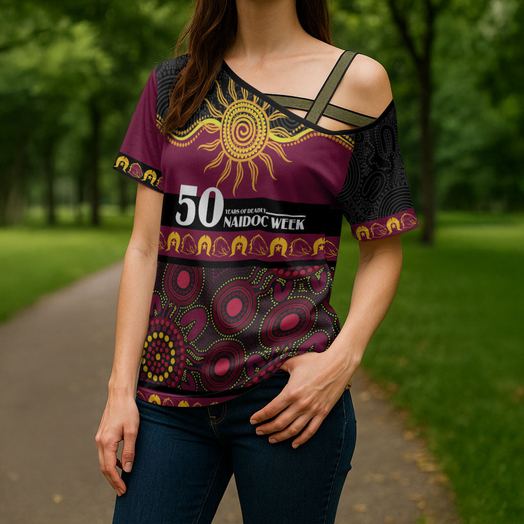 Broncos NAIDOC Week Personalised Cross Shoulder Shirt Aboriginal Torres Strait Islanders Vibe