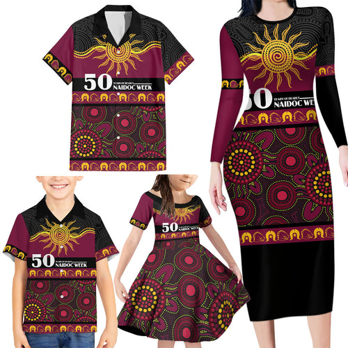 Broncos NAIDOC Week Personalised Family Matching Long Sleeve Bodycon Dress and Hawaiian Shirt Aboriginal Torres Strait Islanders Vibe