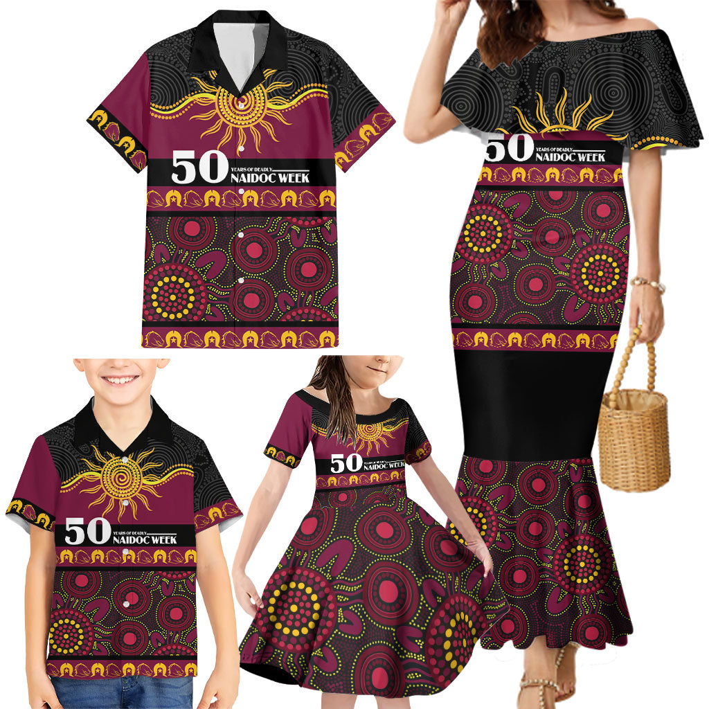 Broncos NAIDOC Week Personalised Family Matching Mermaid Dress and Hawaiian Shirt Aboriginal Torres Strait Islanders Vibe