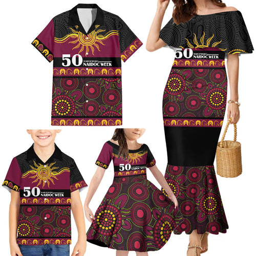 Broncos NAIDOC Week Personalised Family Matching Mermaid Dress and Hawaiian Shirt Aboriginal Torres Strait Islanders Vibe