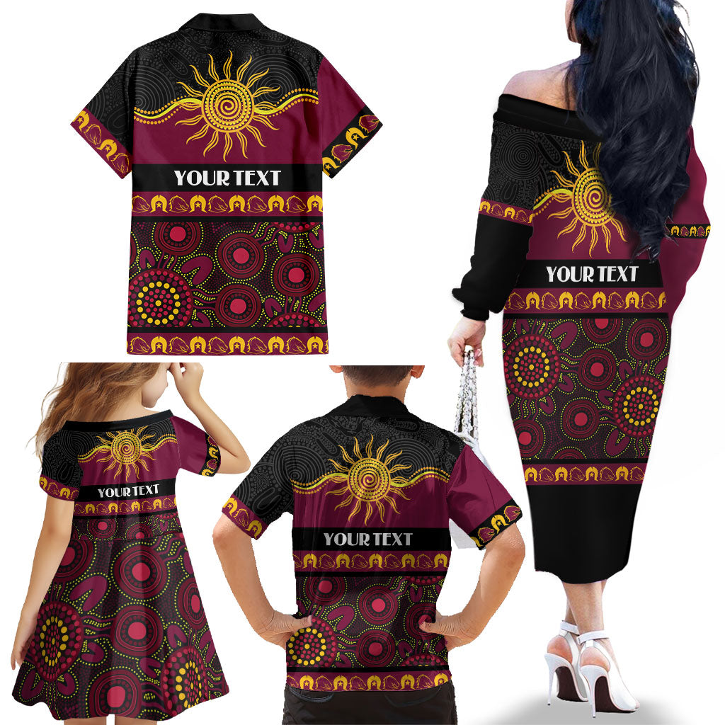 Broncos NAIDOC Week Personalised Family Matching Off The Shoulder Long Sleeve Dress and Hawaiian Shirt Aboriginal Torres Strait Islanders Vibe