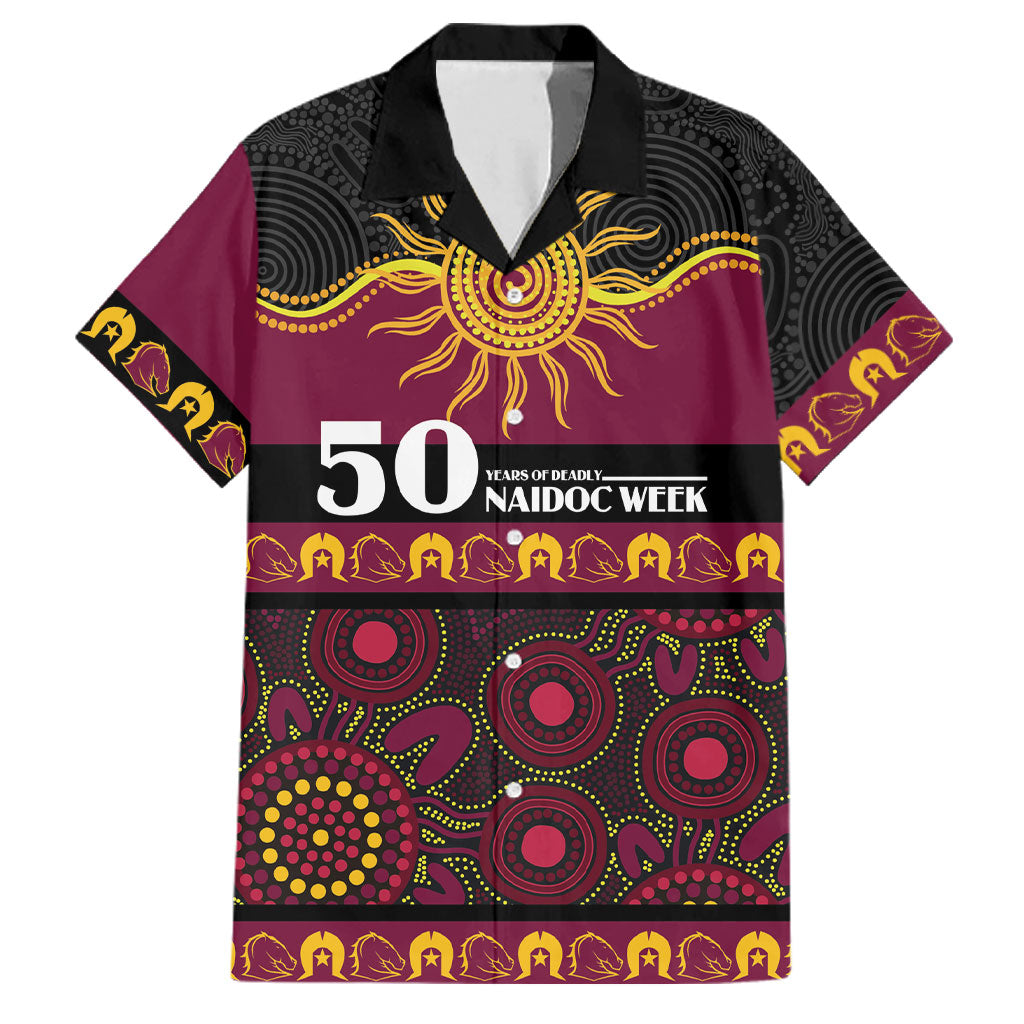 Broncos NAIDOC Week Personalised Family Matching Off The Shoulder Long Sleeve Dress and Hawaiian Shirt Aboriginal Torres Strait Islanders Vibe