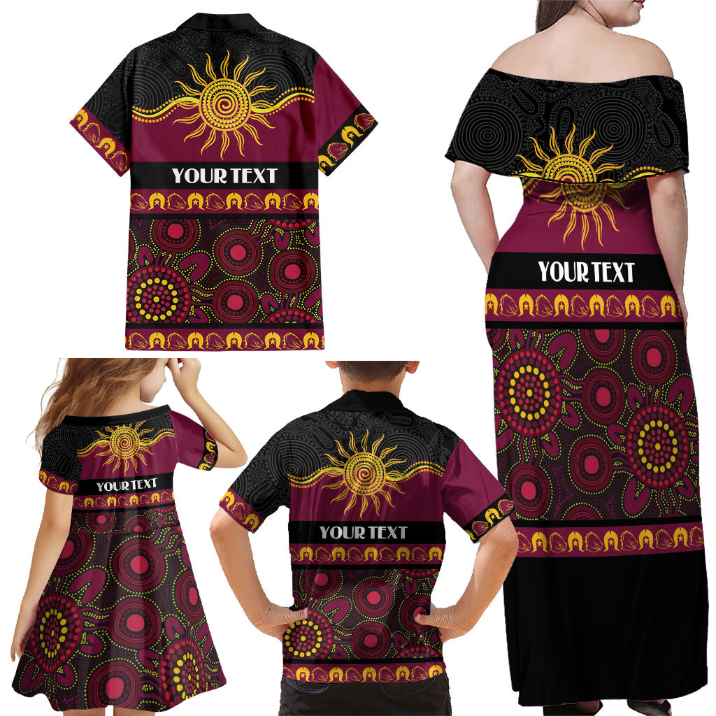 Broncos NAIDOC Week Personalised Family Matching Off Shoulder Maxi Dress and Hawaiian Shirt Aboriginal Torres Strait Islanders Vibe