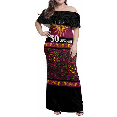Broncos NAIDOC Week Personalised Family Matching Off Shoulder Maxi Dress and Hawaiian Shirt Aboriginal Torres Strait Islanders Vibe