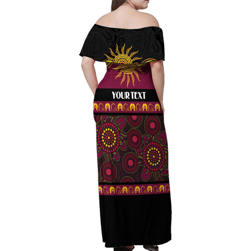 Broncos NAIDOC Week Personalised Family Matching Off Shoulder Maxi Dress and Hawaiian Shirt Aboriginal Torres Strait Islanders Vibe